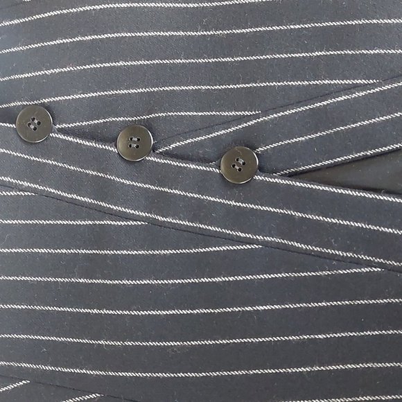 Vintage Y2K Armani Collezioni Pinstripe Wool Blend Blazer Black 8 - Picture 7 of 10